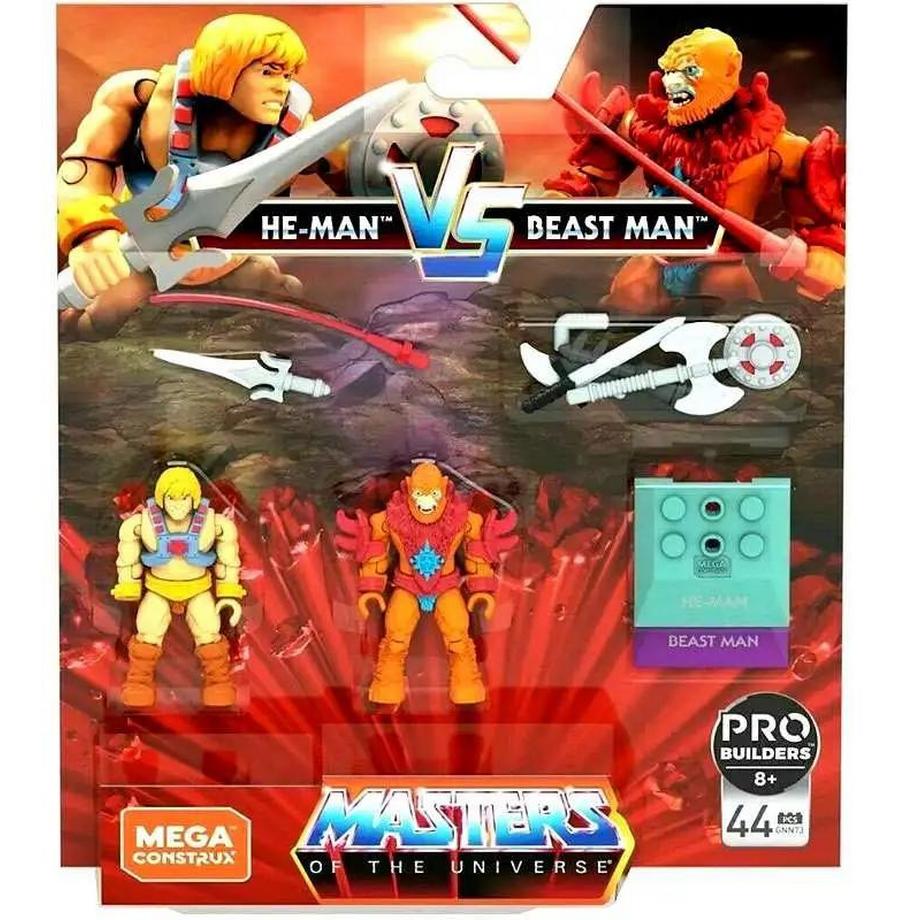 Mattel  Mega Construx Masters of the Universe Heroes He-Man vs. Beast Man Mini Figure 2-Pack 