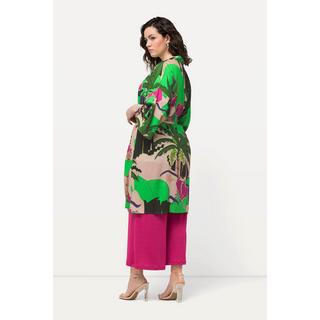 Ulla Popken  Kimono avec manches 3/4. Imprimé palmiers et ceinture à nouer 