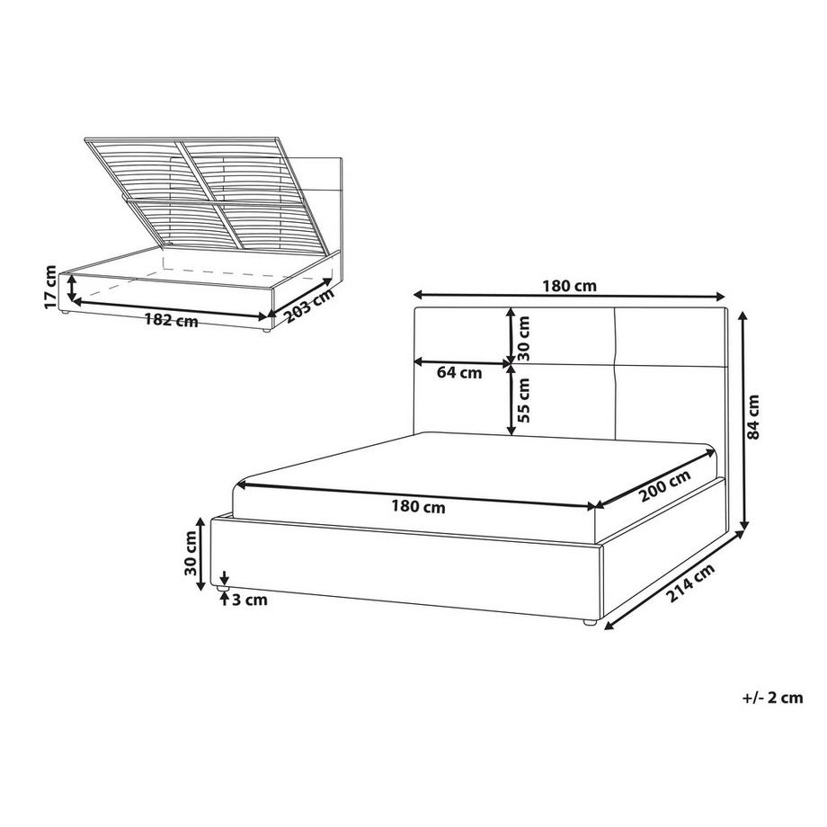 Beliani Letto contenitore en Tessuto  LAGORD  