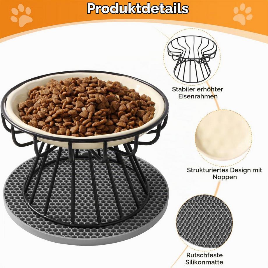 Alopini  Bol Pour Chat Surélevé 2 Pièces, bol de Nourriture pour Chat avec Support en Métal 