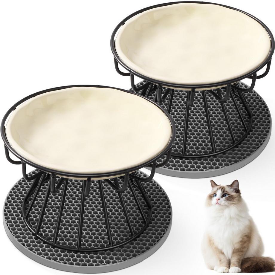 Bol Pour Chat Surélevé 2 Pièces, bol de Nourriture pour Chat avec Support en Métal