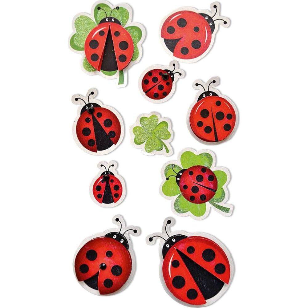 Image of GLÜCKSKÄFER UND KLEEBLÄTTER Rot Bunt