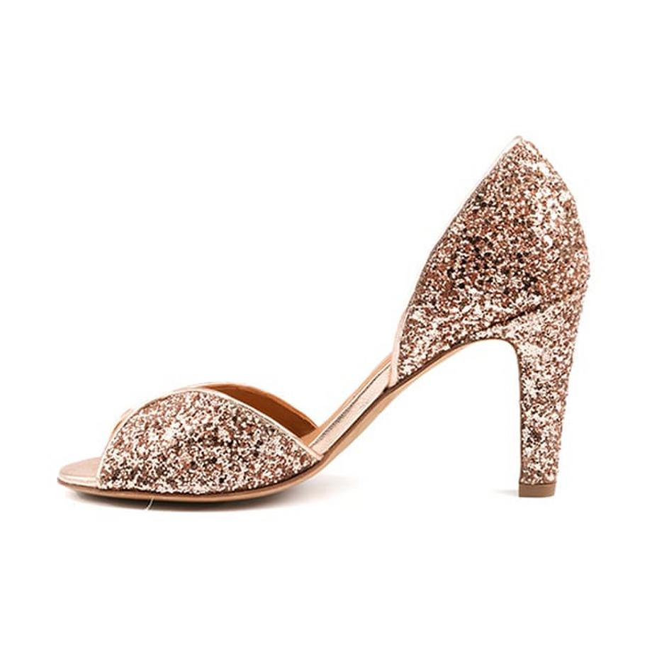 bobbies Samba-35 Glitter Peep Toe Pumps  