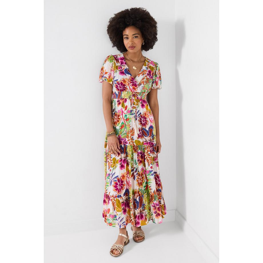 Maxikleid mit Wickelausschnitt und Quastendetail