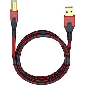 Cavo USB USB 2.0 Spina USB-A, Spina USB-B 3.00 m Rosso/Nero contatti connettore dorati