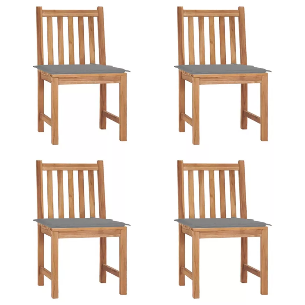 vidaXL Gartenstühle 4 Stk. mit Kissen Massivholz Teak