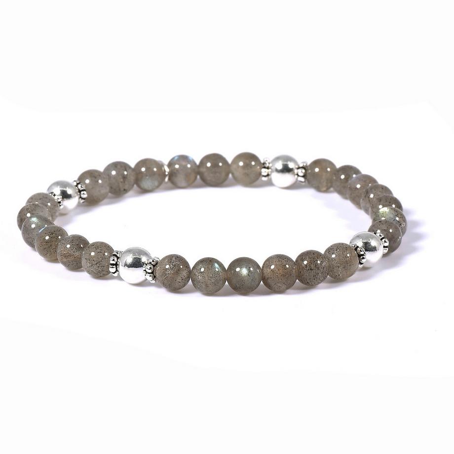 Lea  Stretch Armband mit Labradorit und Silber