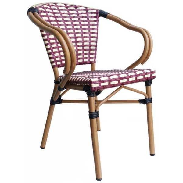 mutoni Poltrona da giardino in polyrattan rosso-beige (set di 2)  