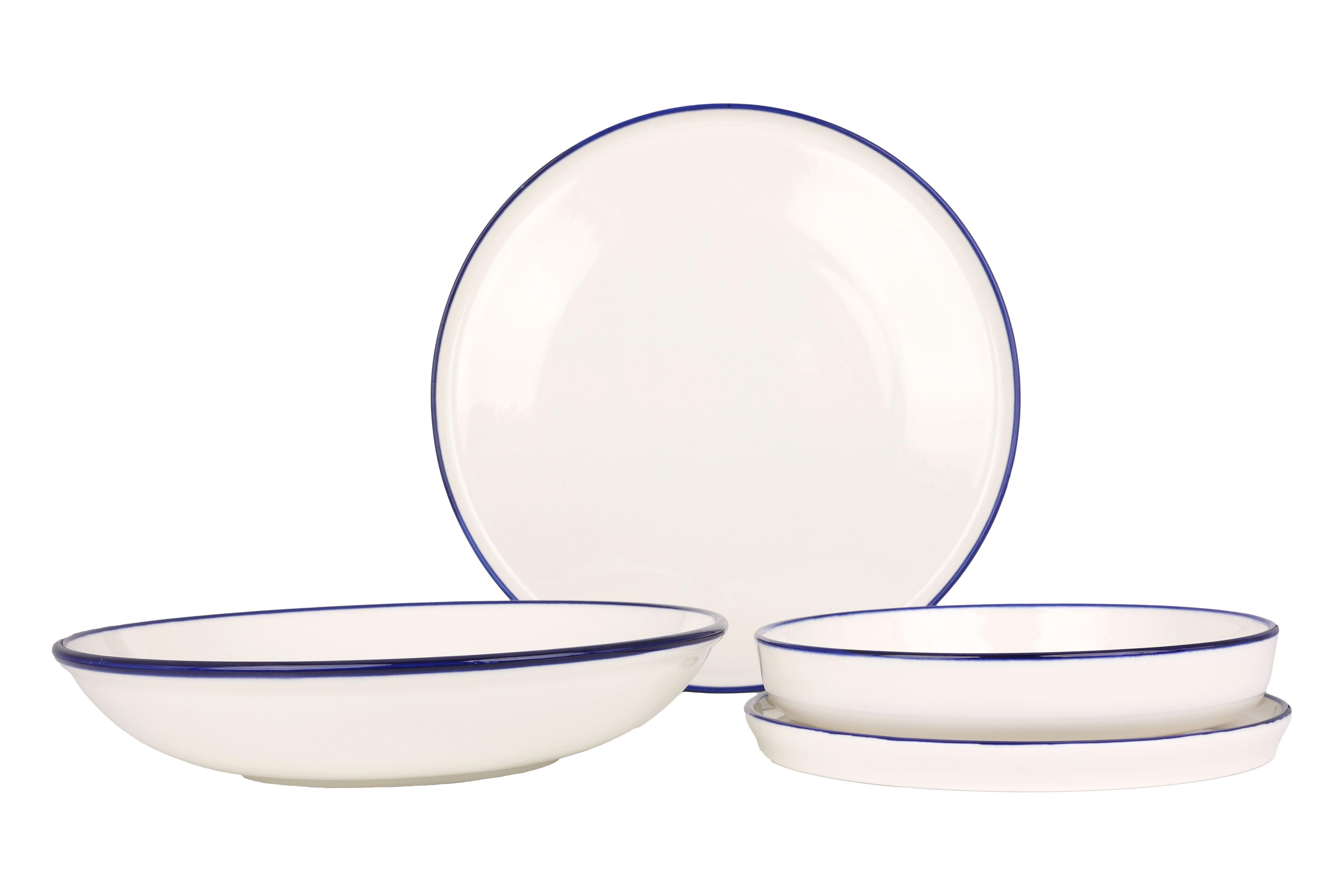 Rinart  Ensembles de vaisselle - Blue Edge  - 24 pièces - 6 Personnes - Porcelaine 