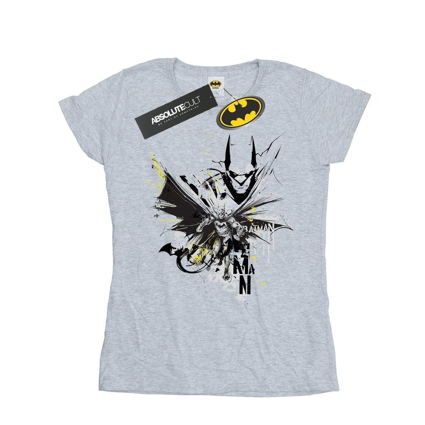 Image of Batman Batface Splash Tshirt Damen Grau S