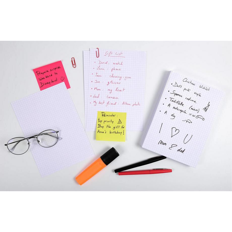 Exacompta Confezione 100 cartoncini bristol - bianco a quadretti 5x5 senza perforazione 148x210mm - x 10  