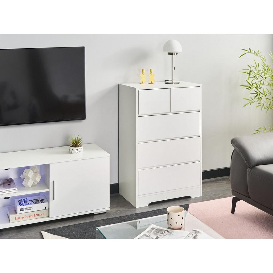 Beliani Commode à 5 tiroirs en MDF Scandinave ALBERTA  