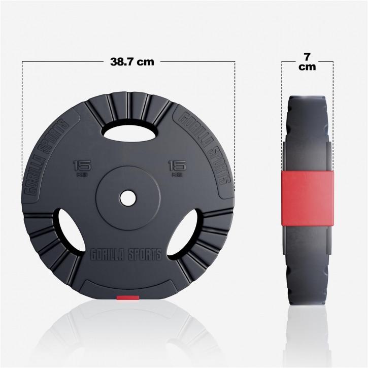 Gorilla Sports  Gripper Kunststoff Hantelscheiben 1,25 - 15 KG 