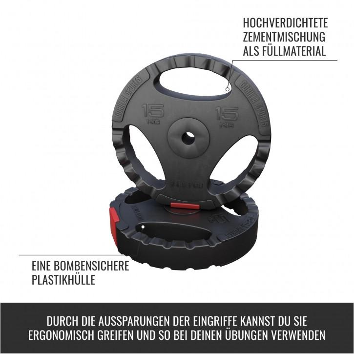 Gorilla Sports  Gripper Kunststoff Hantelscheiben 1,25 - 15 KG 