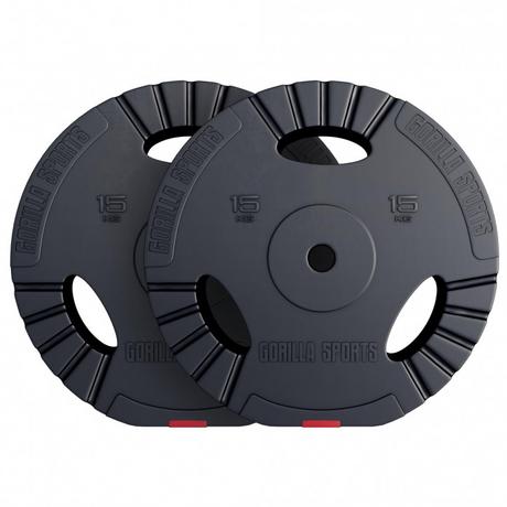 Gorilla Sports  Gripper Kunststoff Hantelscheiben 1,25 - 15 KG 