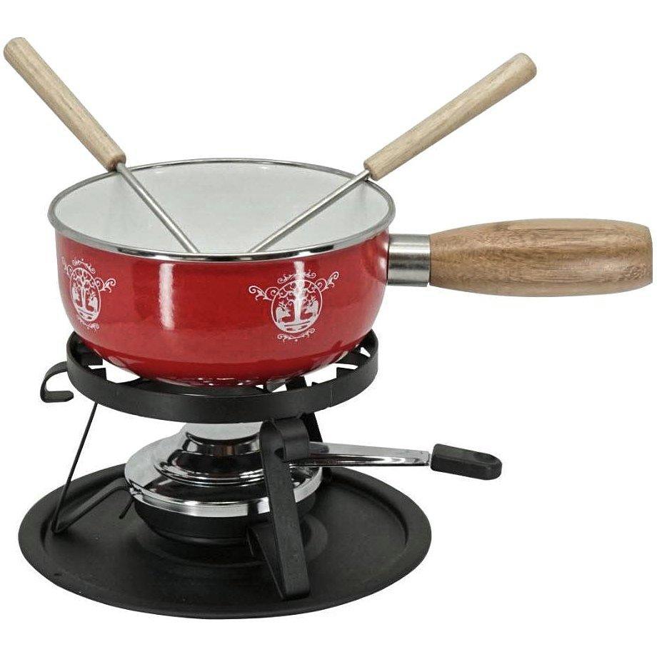 Image of K�sefondue-Set Hirsch-Paar 5 Teile, Rot/Weiss K�sefondue-Set Hirsch-Paar 5 Teile, Rot/Weiss
