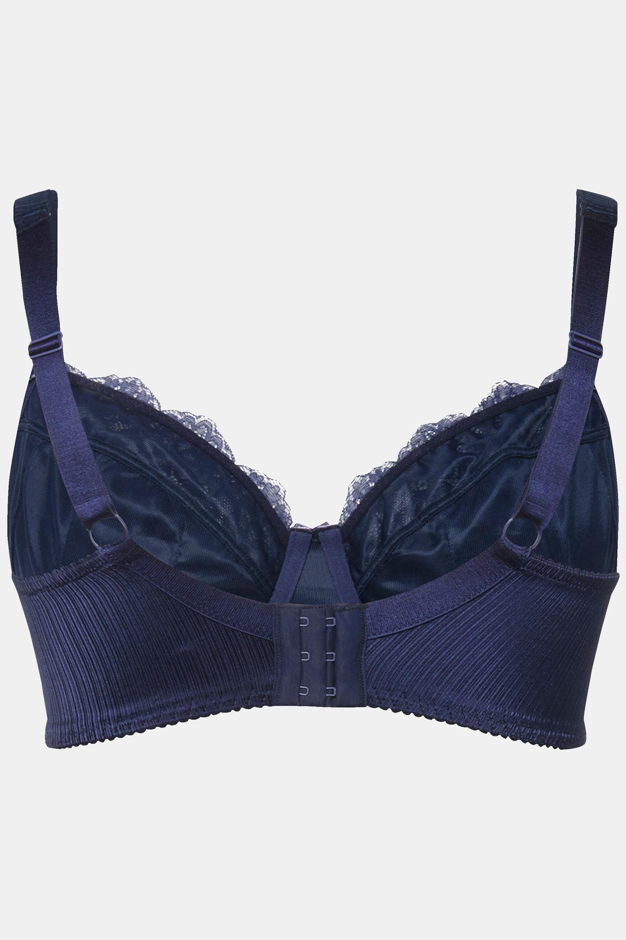 Ulla Popken  Reggiseno senza coppe preformate con ferretto, raso, pizzo e coppa C-F 