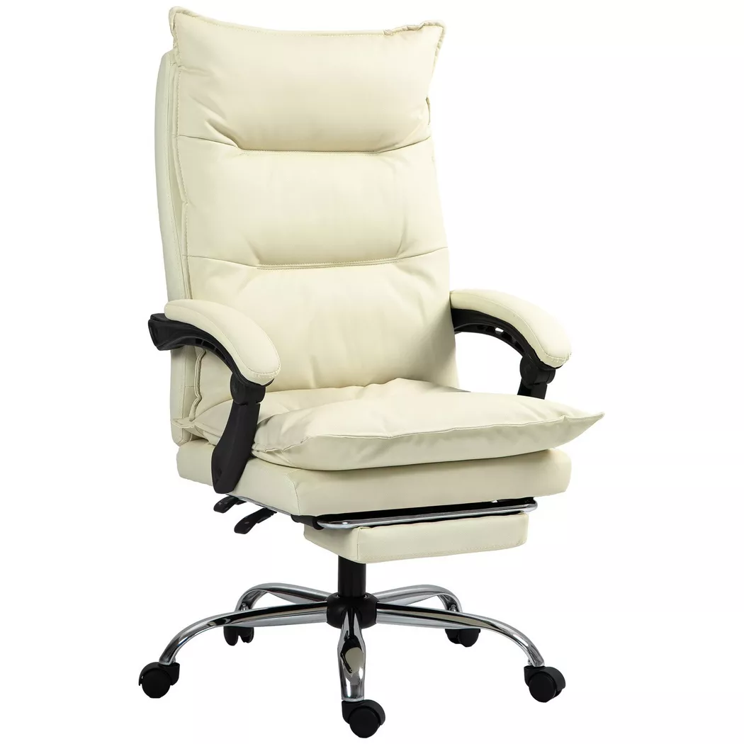 Northio – Bürostuhl, 155°neigbar, höhenverstellbarer Schreibtischstuhl mit Liegefunktion, Fußstütze, Ergonomisch Drehstuhl, Beige, One Size