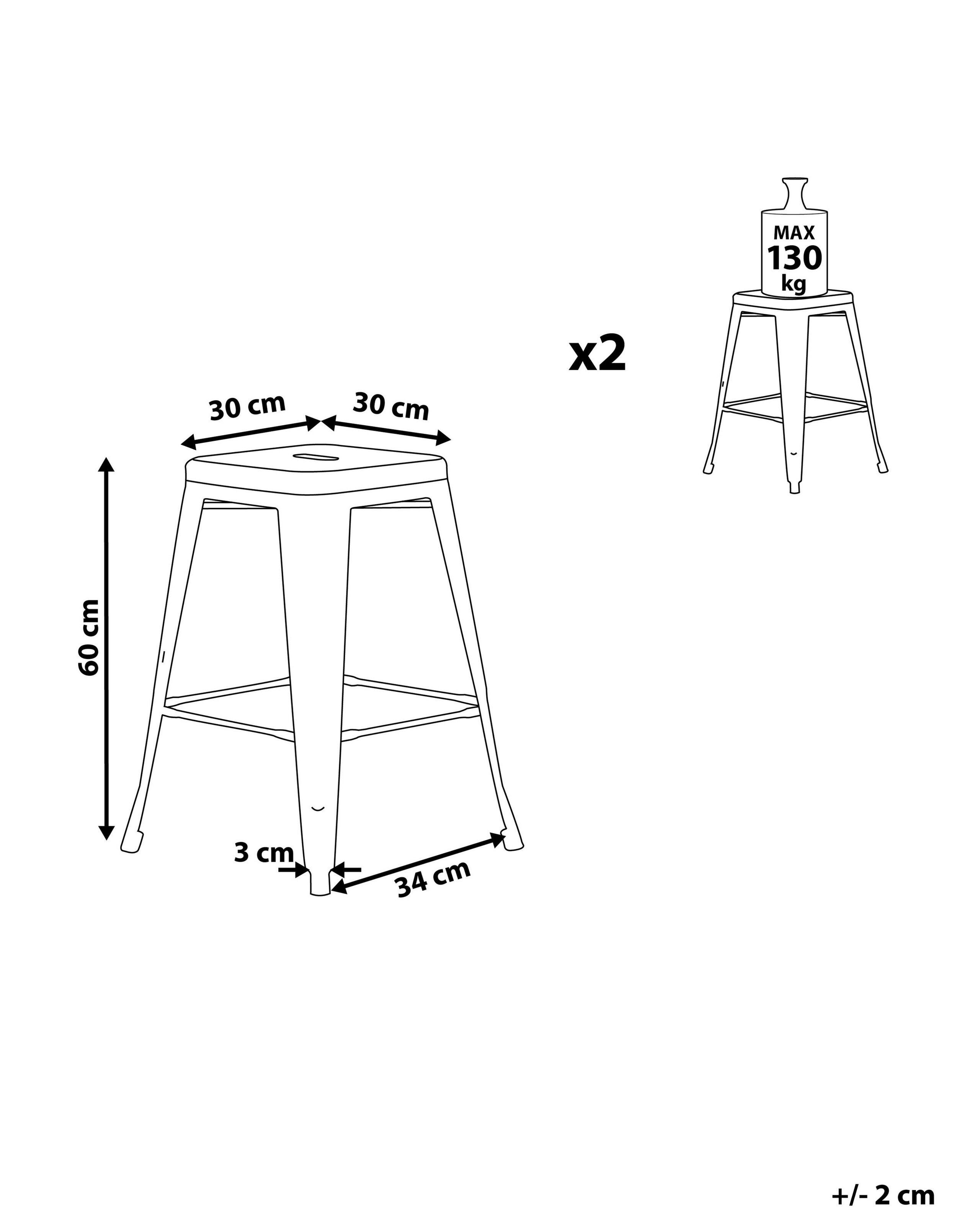 Beliani Lot de 2 tabourets de bar en Acier Industriel CABRILLO  