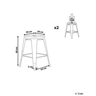 Beliani Lot de 2 tabourets de bar en Acier Industriel CABRILLO  