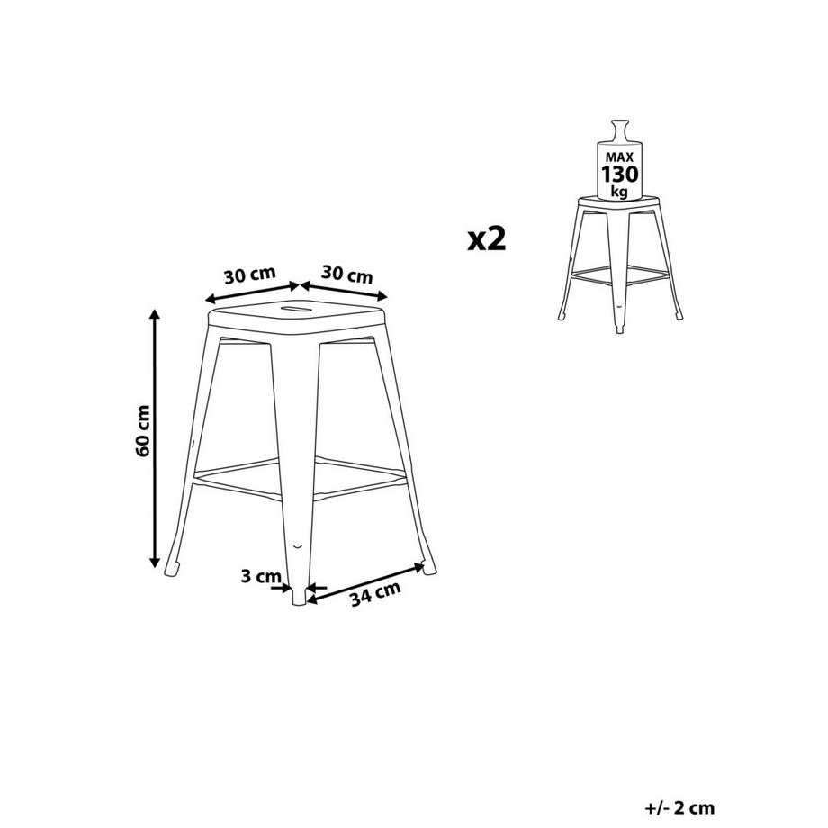 Beliani Set di 2 sgabelli da bar en Acciaio Industriale CABRILLO  