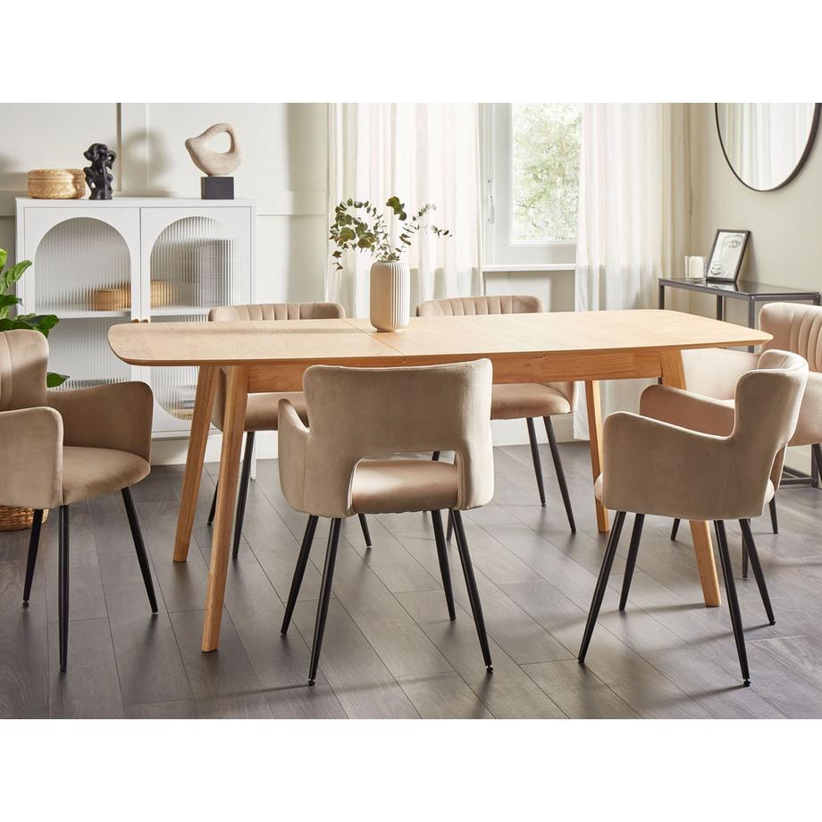 Beliani Table de salle à manger extensible en MDF Scandinave MADOX  