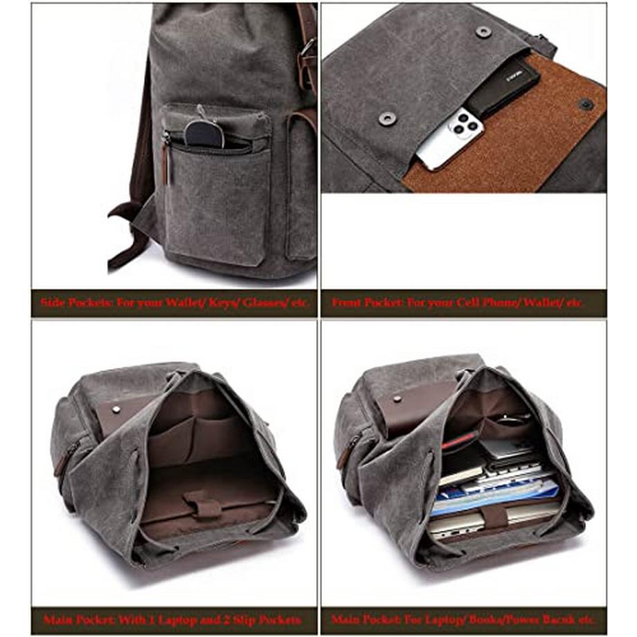 Only-bags.store Vintage Canvas Casual Daypack Reise Laptop Rucksack  