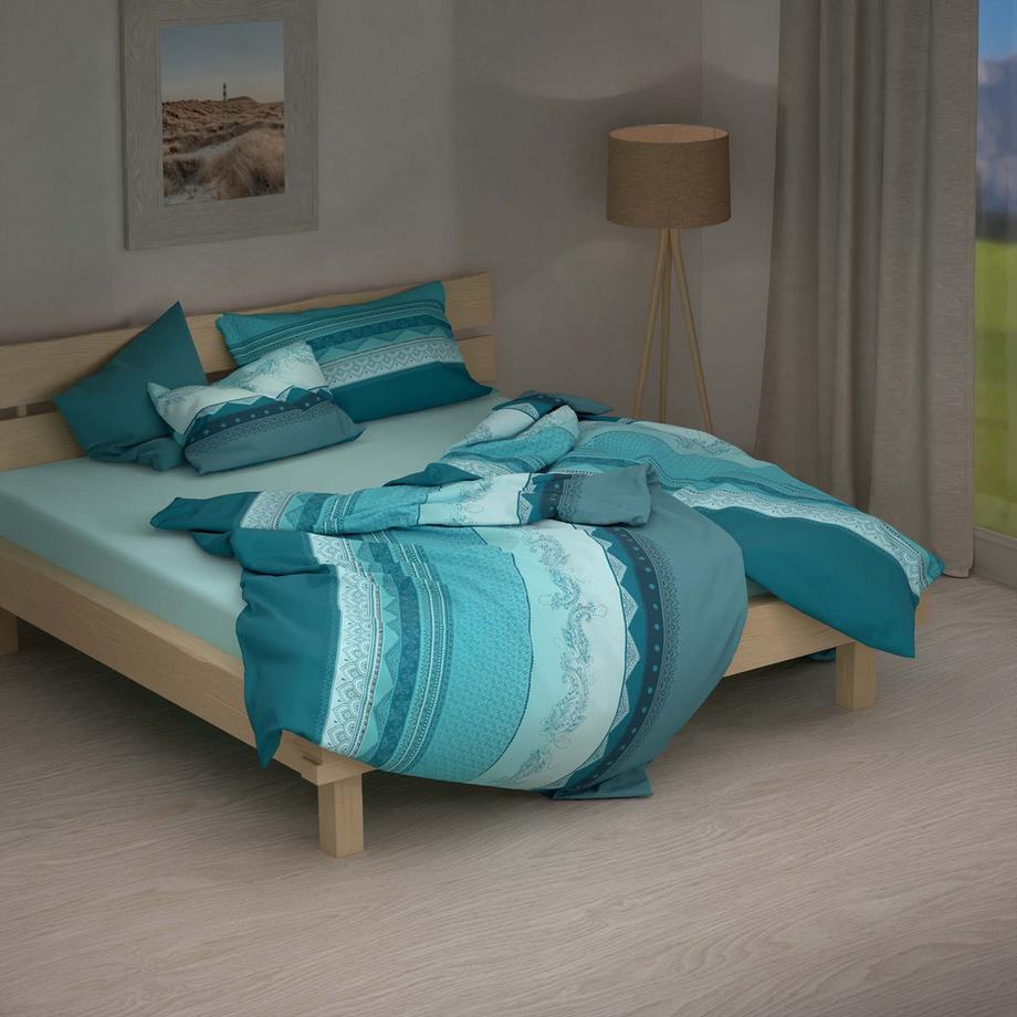 Lotus Bettwaren Iwalani Pétrole Renforcé Housse de Coussin  