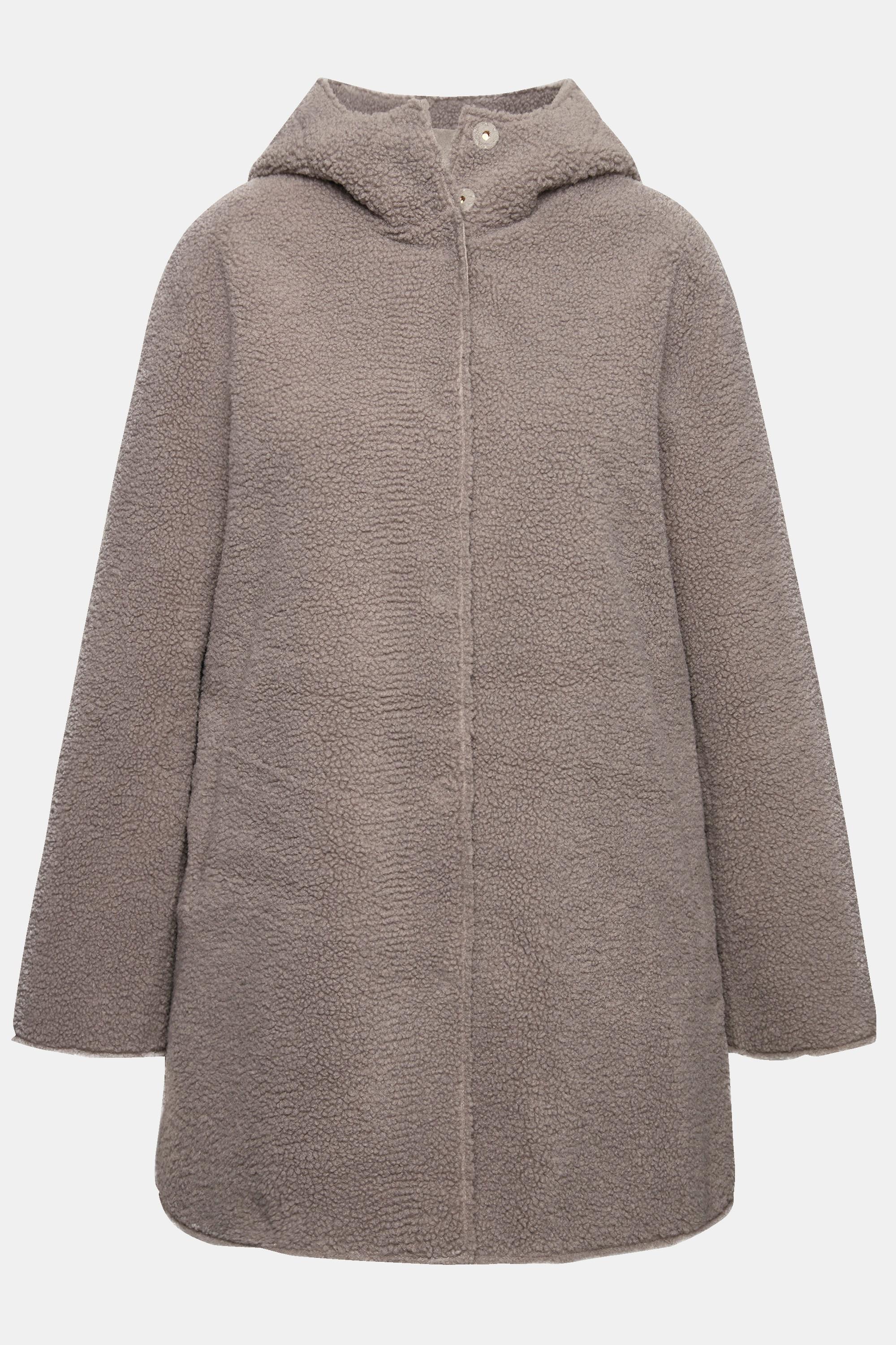 Ulla Popken  Teddyjacke, A-Linie, angeschnittene Kapuze 