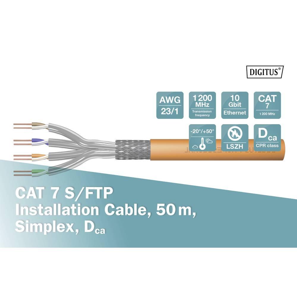 Digitus  Cat.7 S/FTP installation cable, 50 m, simplex, Dca-s1a,d0,a1 