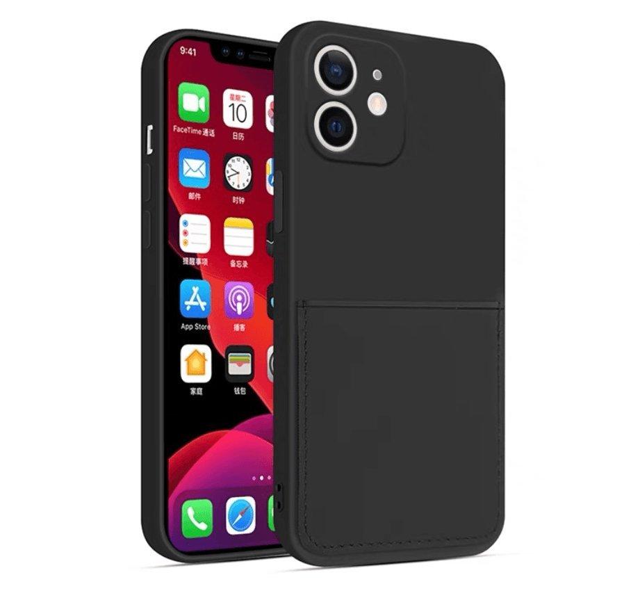 mobileup  Silikon Case mit Kartenfach iPhone 12 mini - Black 