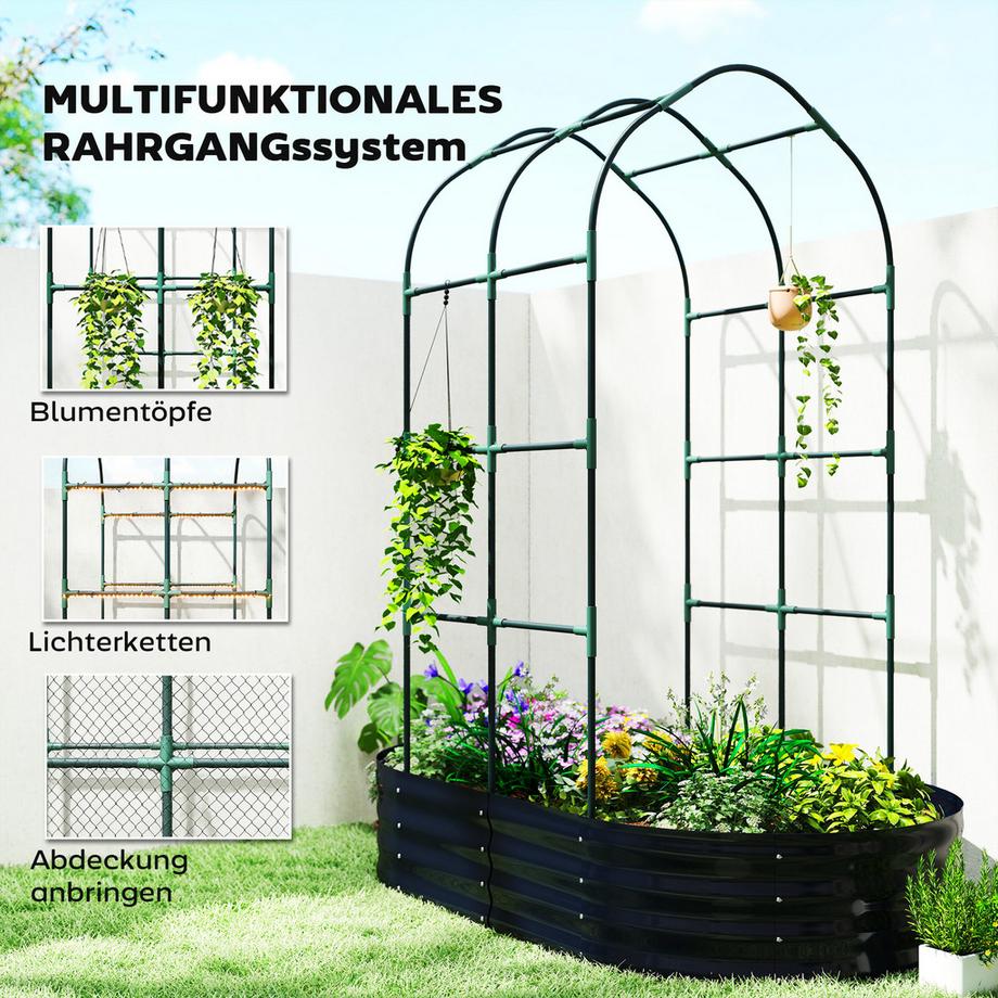 Outsunny Parterre surélevé avec treillis  