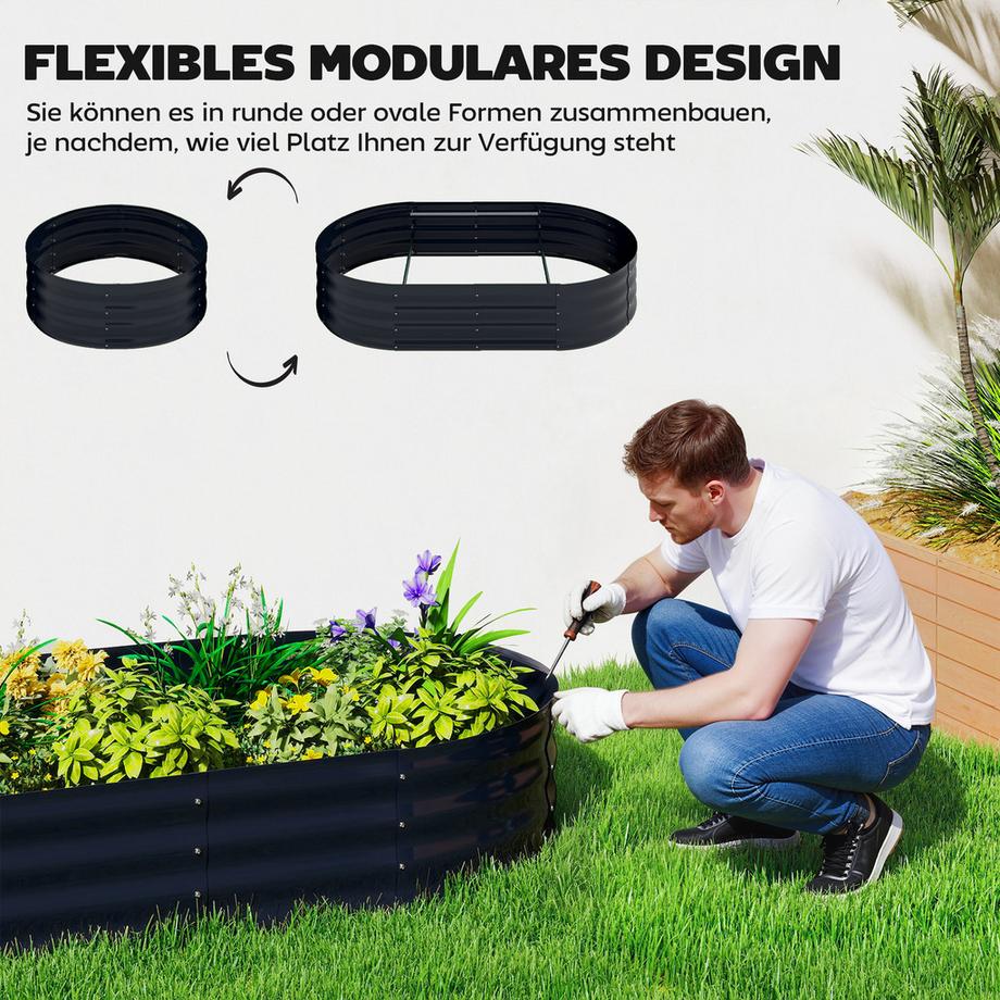 Outsunny Parterre surélevé avec treillis  