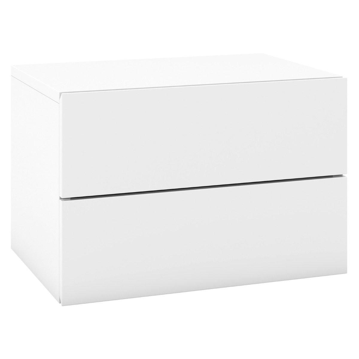 Northio Table de chevet étagère murale suspendue avec 2 tiroirs table d'appoint murale 42 x 30 x 28 cm blanc  
