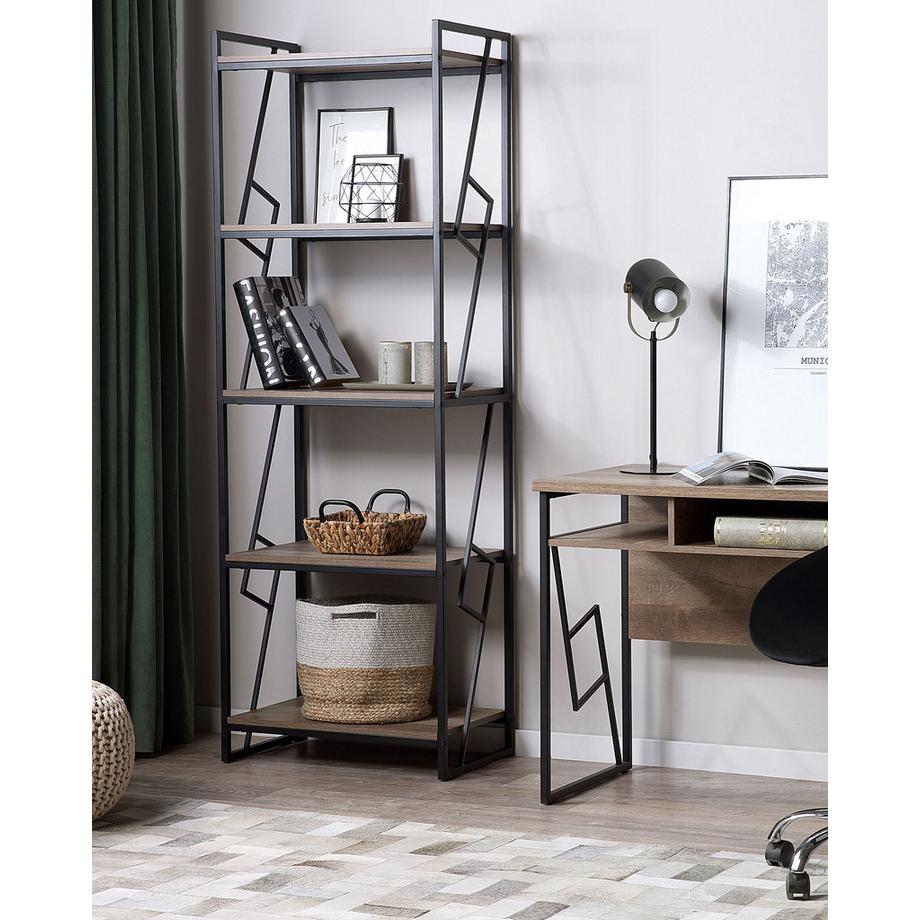 Beliani Bücherregal mit 5 Ebenen aus Spanplatte Industriell FORRES  