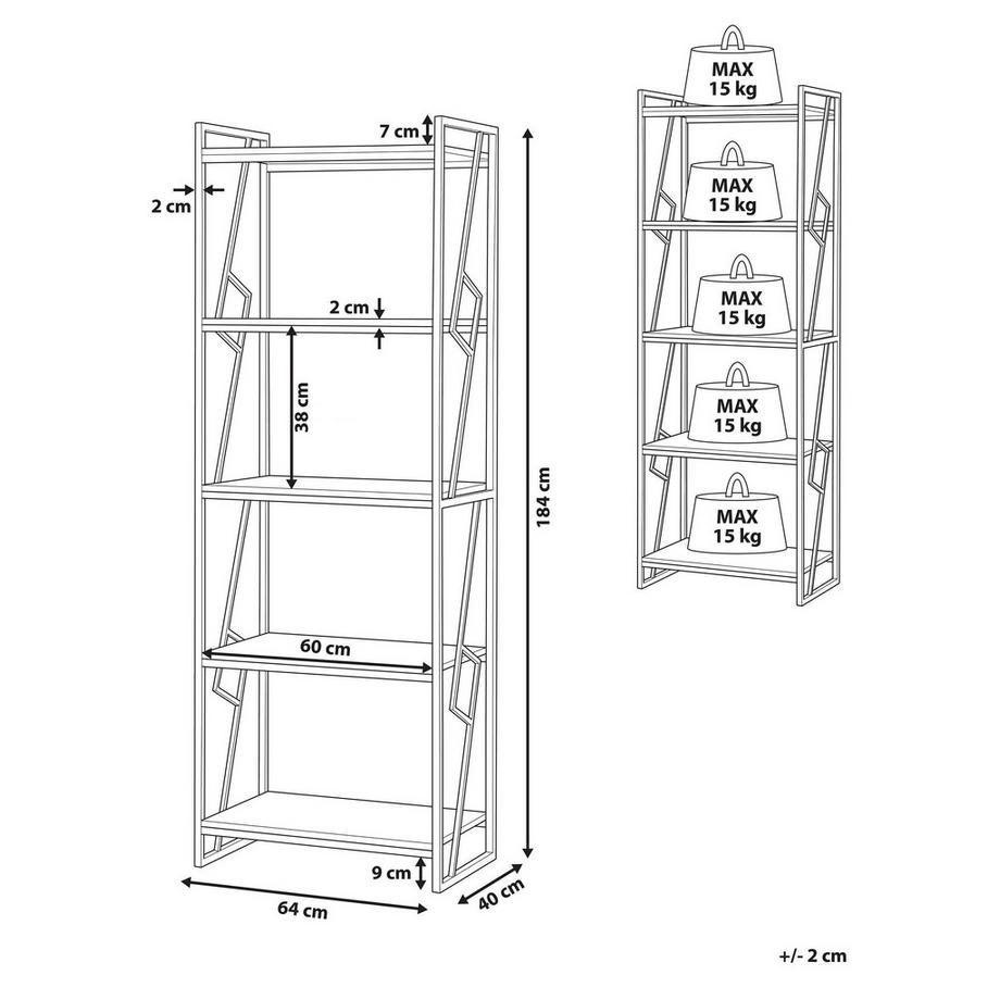 Beliani Bücherregal mit 5 Ebenen aus Spanplatte Industriell FORRES  