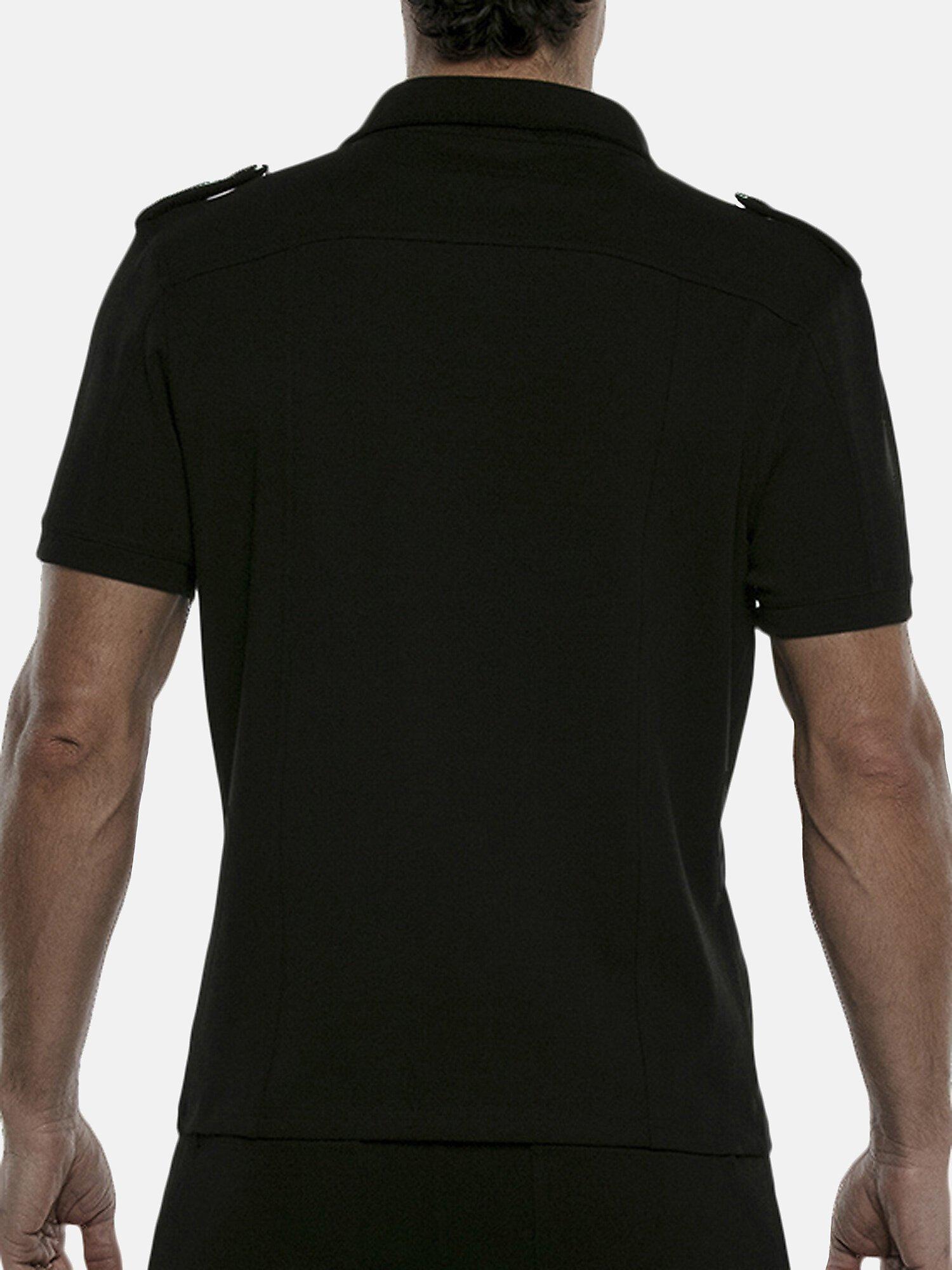 Image of Hemd Mit Kurzen Ärmeln Stretch Unisex Schwarz S
