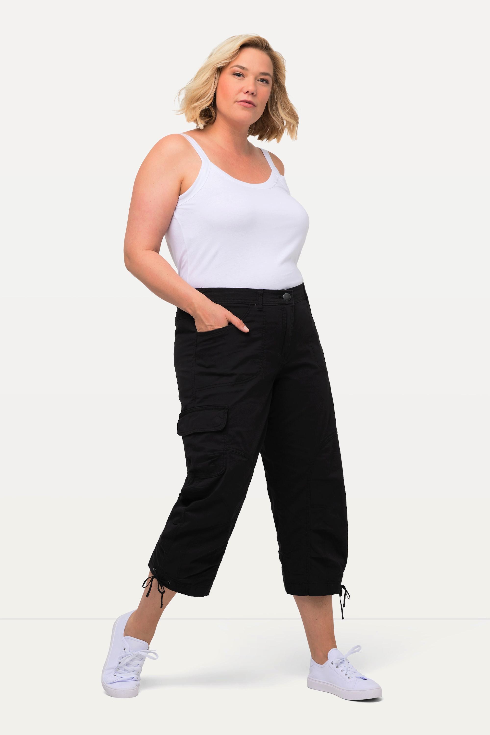 Ulla Popken  Pantaloni cargo a 7/8 con cintura comoda 