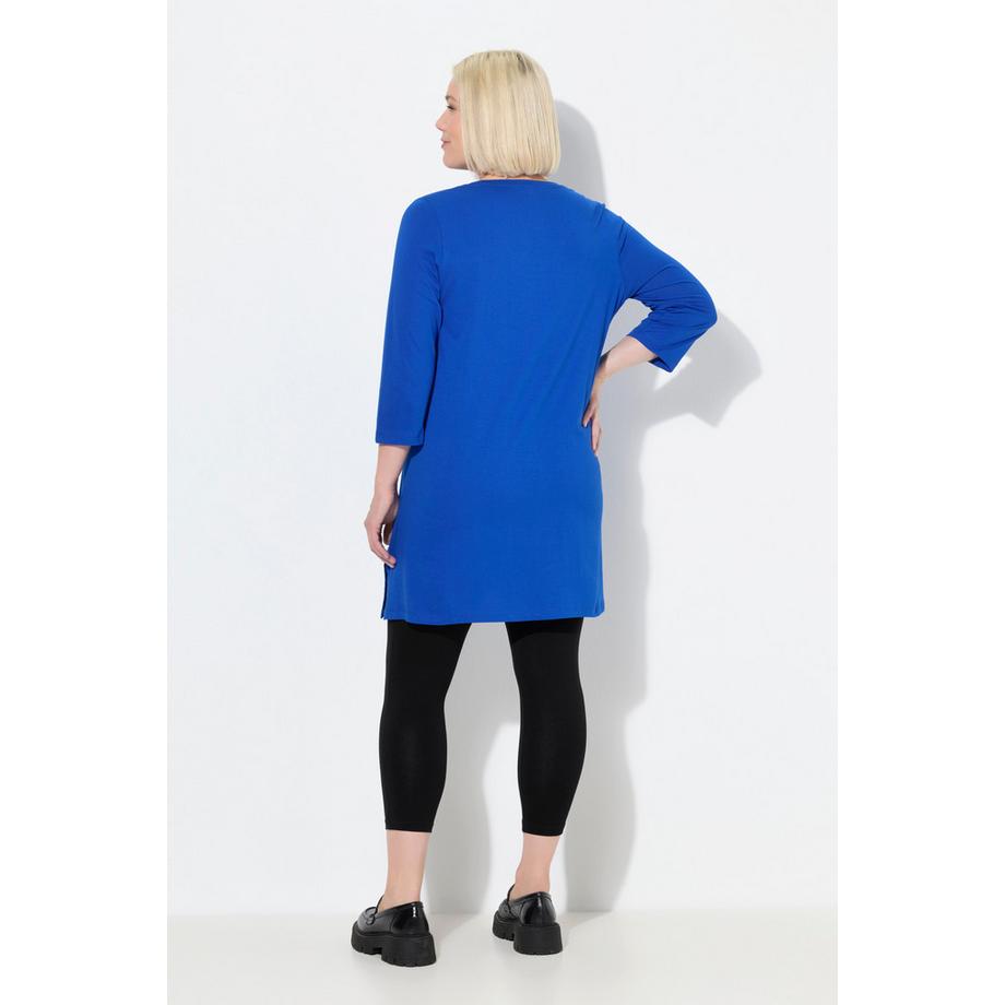 Ulla Popken Longshirt A-Linie V-Ausschnitt 3/4-Arm  