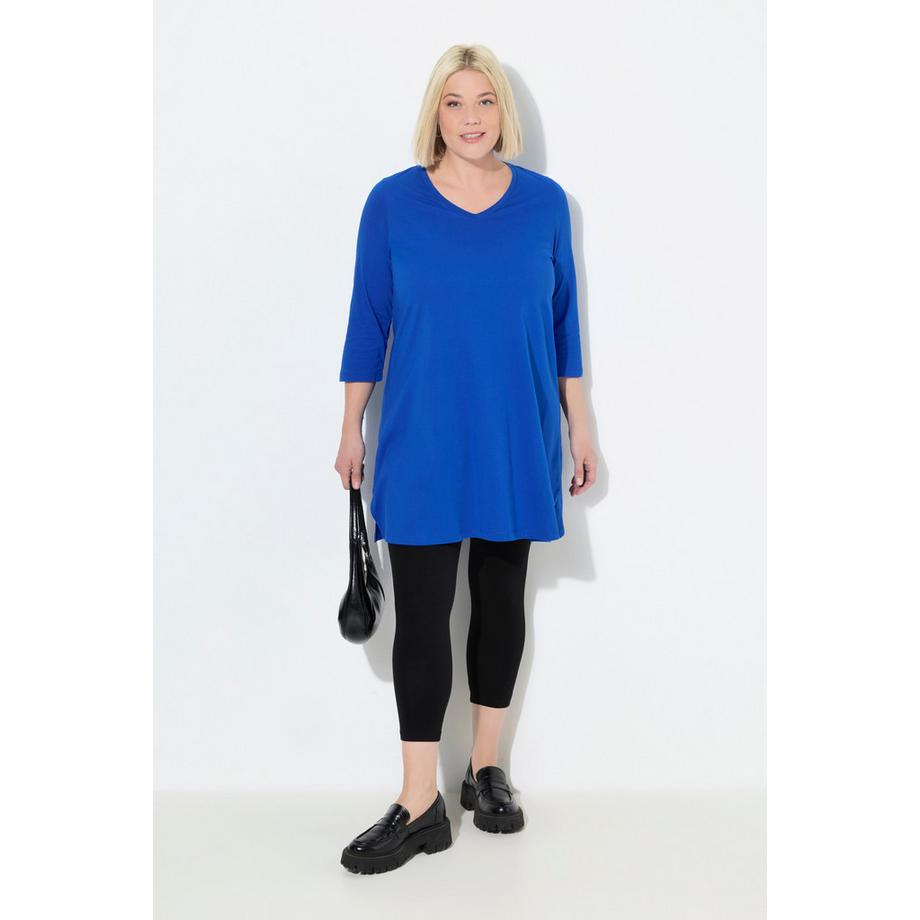Ulla Popken Longshirt A-Linie V-Ausschnitt 3/4-Arm  