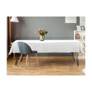 Vente-unique Tovaglia 170 x 300 cm in Cotone e Lino con bordo Nero Bianco sporco - BORINA  