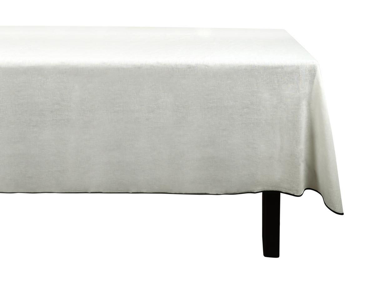 Vente-unique Tischdecke - Baumwolle & Leinen mitem Rand - 170 x 300 cm - Off-White - BORINA  