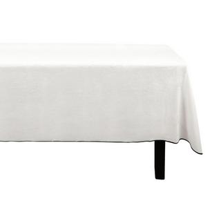 Vente-unique Tovaglia 170 x 300 cm in Cotone e Lino con bordo Nero Bianco sporco - BORINA  