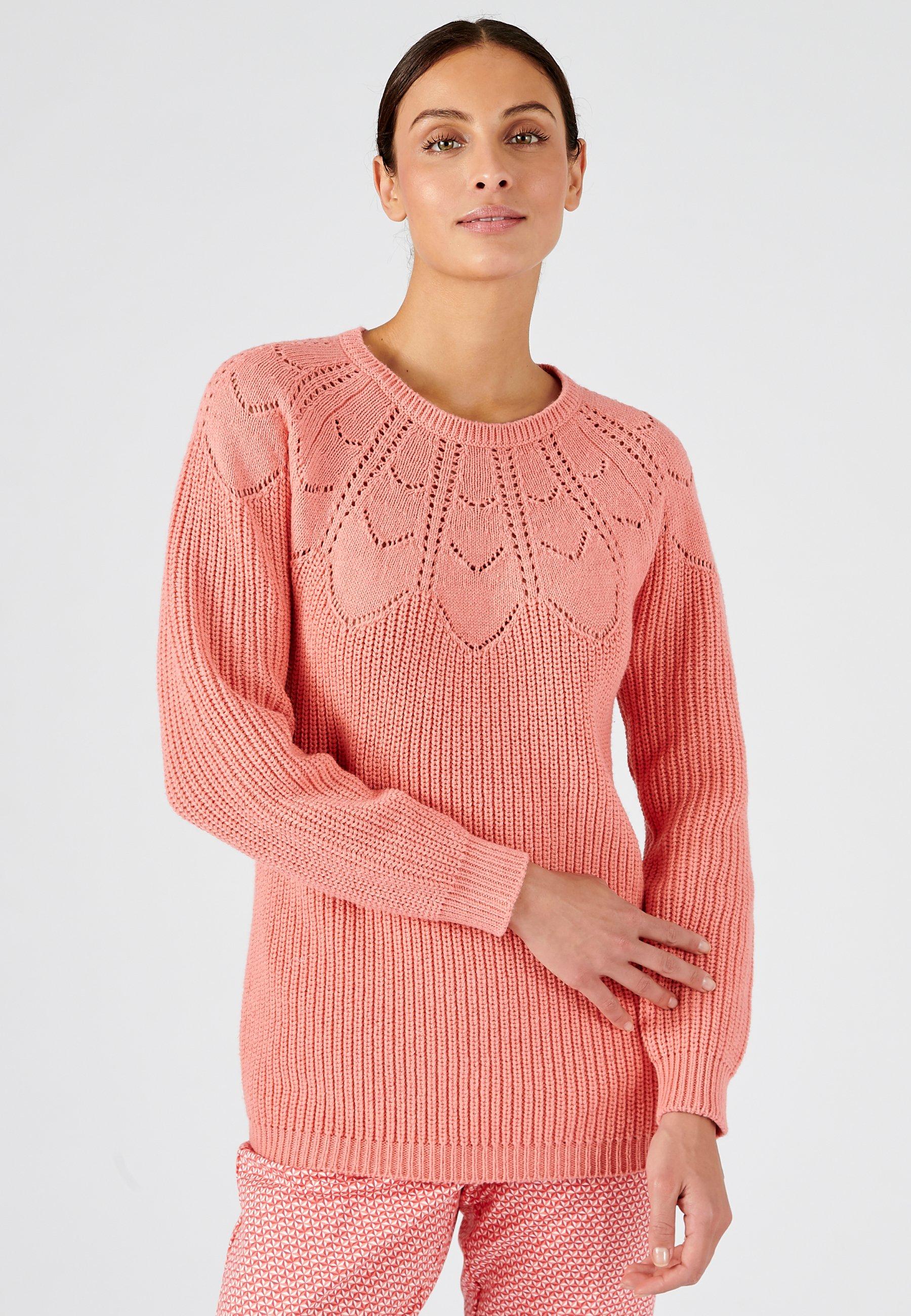 Image of Pullover Mit Ajour-details. Damen Orange 50/52