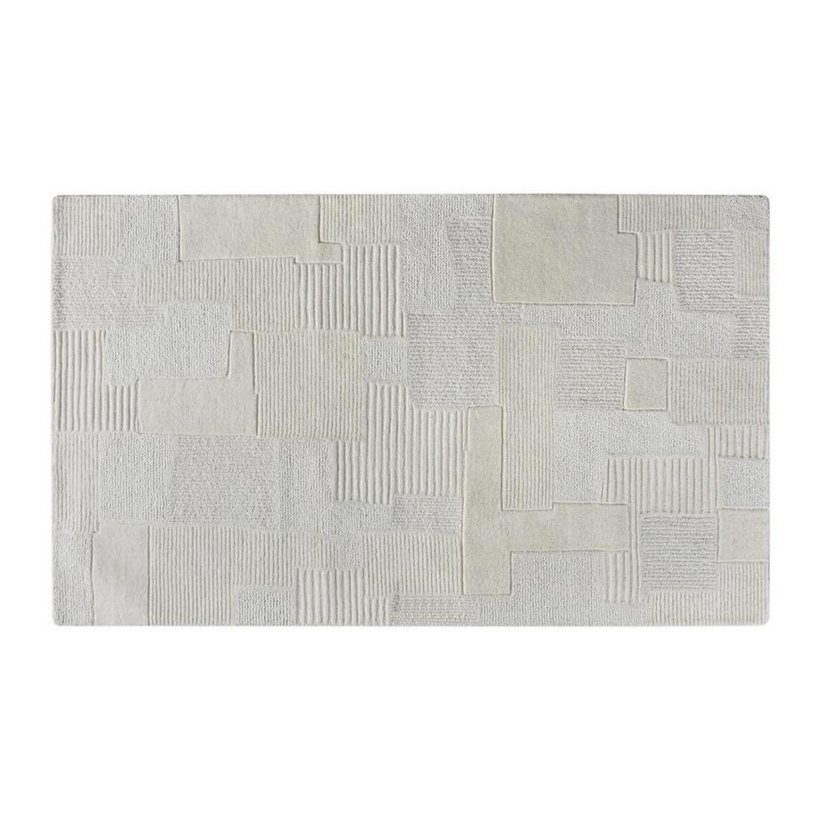 Vente-unique  Teppich - Relief-Optik - 100 % Wolle - handgefertigt - 200 x 290 cm - 1800 g/m2 - Elfenbeinfarben - AURORA 