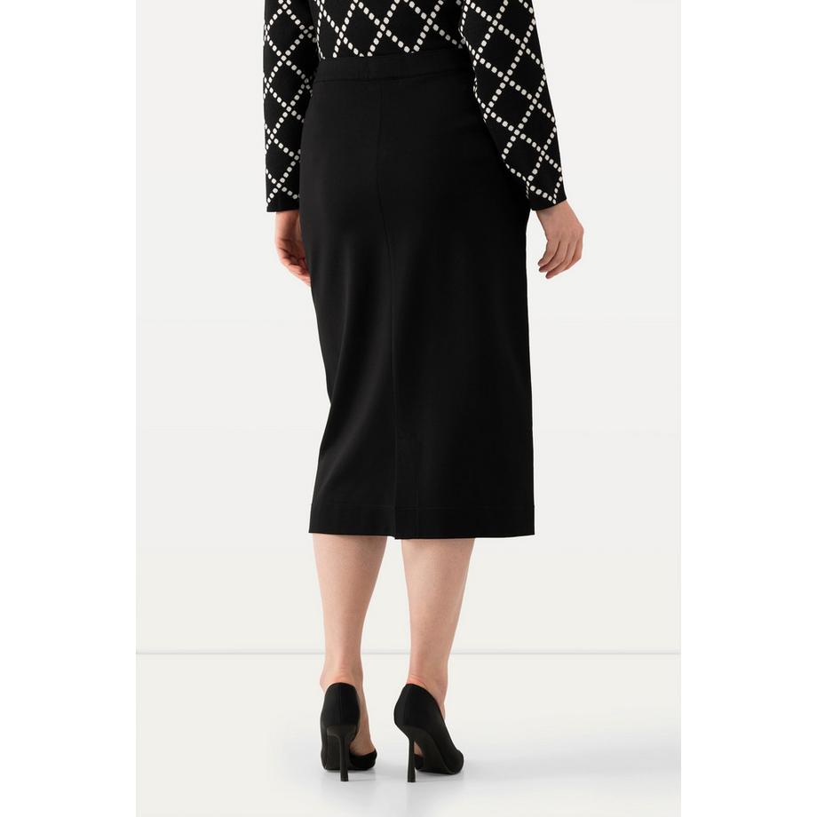 Ulla Popken Jupe midi en maille Fente à la base Taille élastique  