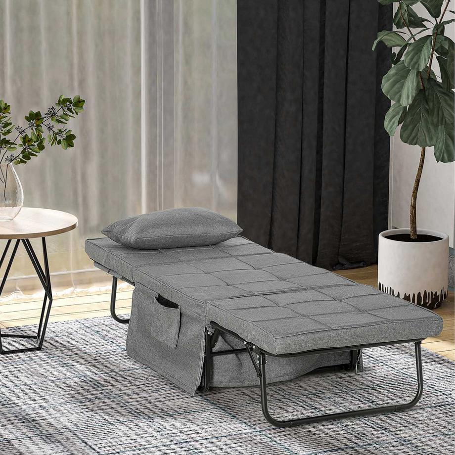 Northio 4-In-1 Einzelbett Gästebett Klappbett Sessel Ottomane, 8 Cm Matratze, 5-Stufen Höhenverstellbar, Stahlrahmen, 188X75X38Cm  