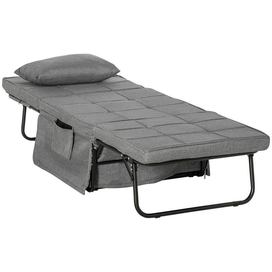 4-In-1 Einzelbett Gästebett Klappbett Sessel Ottomane, 8 Cm Matratze, 5-Stufen Höhenverstellbar, Stahlrahmen, 188X75X38Cm