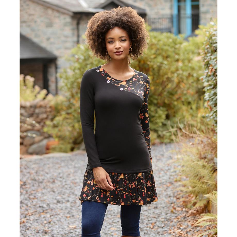 Joe Browns Jersey Tunika mit Rotkehlchen Print  