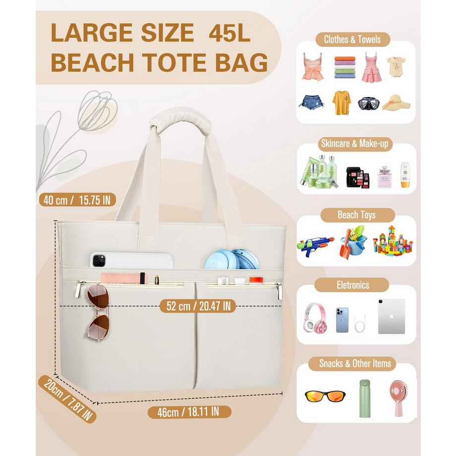 Only-bags.store grosse Reißverschlusstasche für Strand Reisen und Einkaufen  